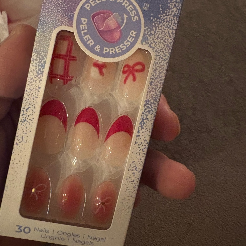 2 pack! “Yule Be Happy” Red and White Press-On Nails Set